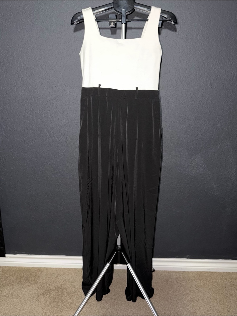 Express Two-Tone Black & White Sleeveless Jumpsuit